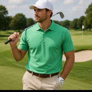 Men's Green Polo Shirt - Classic Short Sleeve